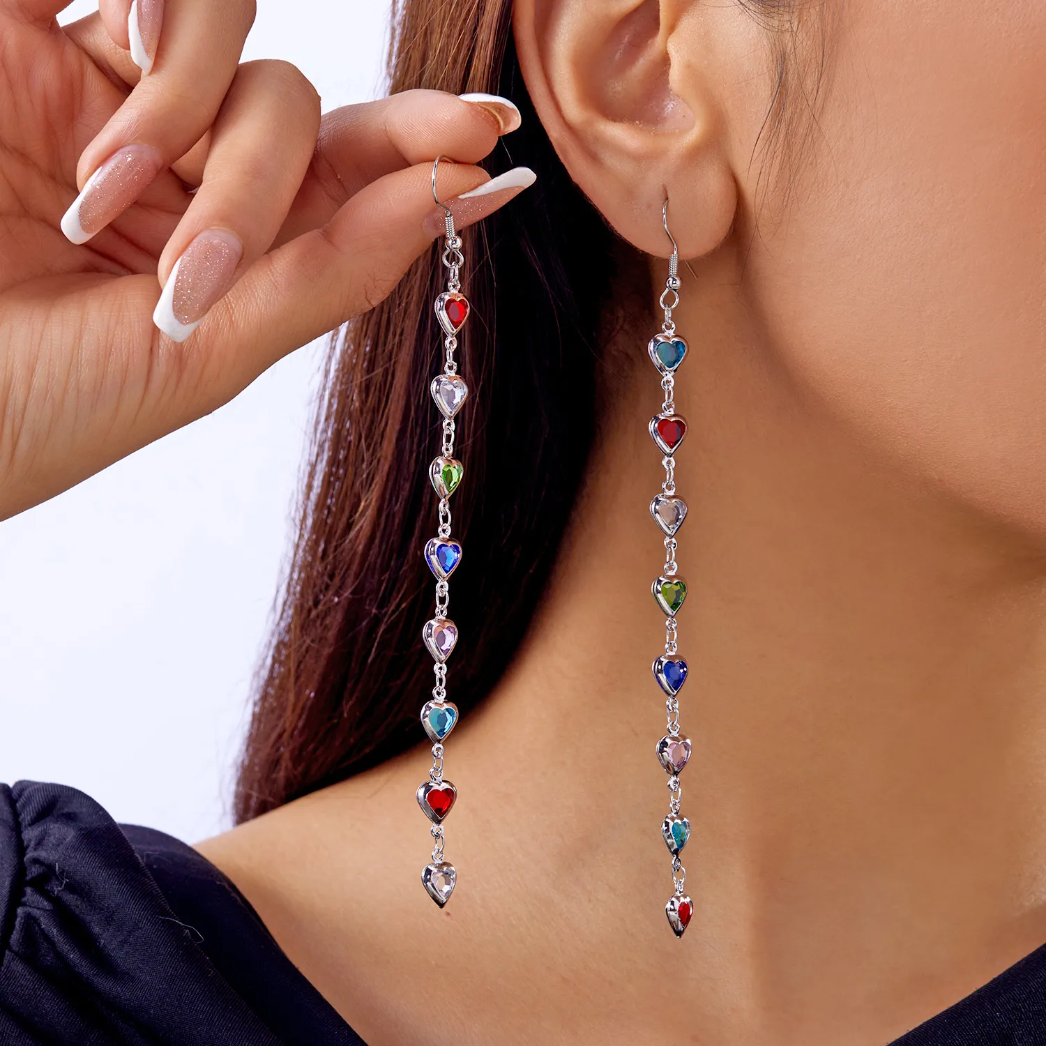 1 Pair Glam Luxurious Queen Heart Shape Artificial Crystal Copper Drop Earrings display picture 11