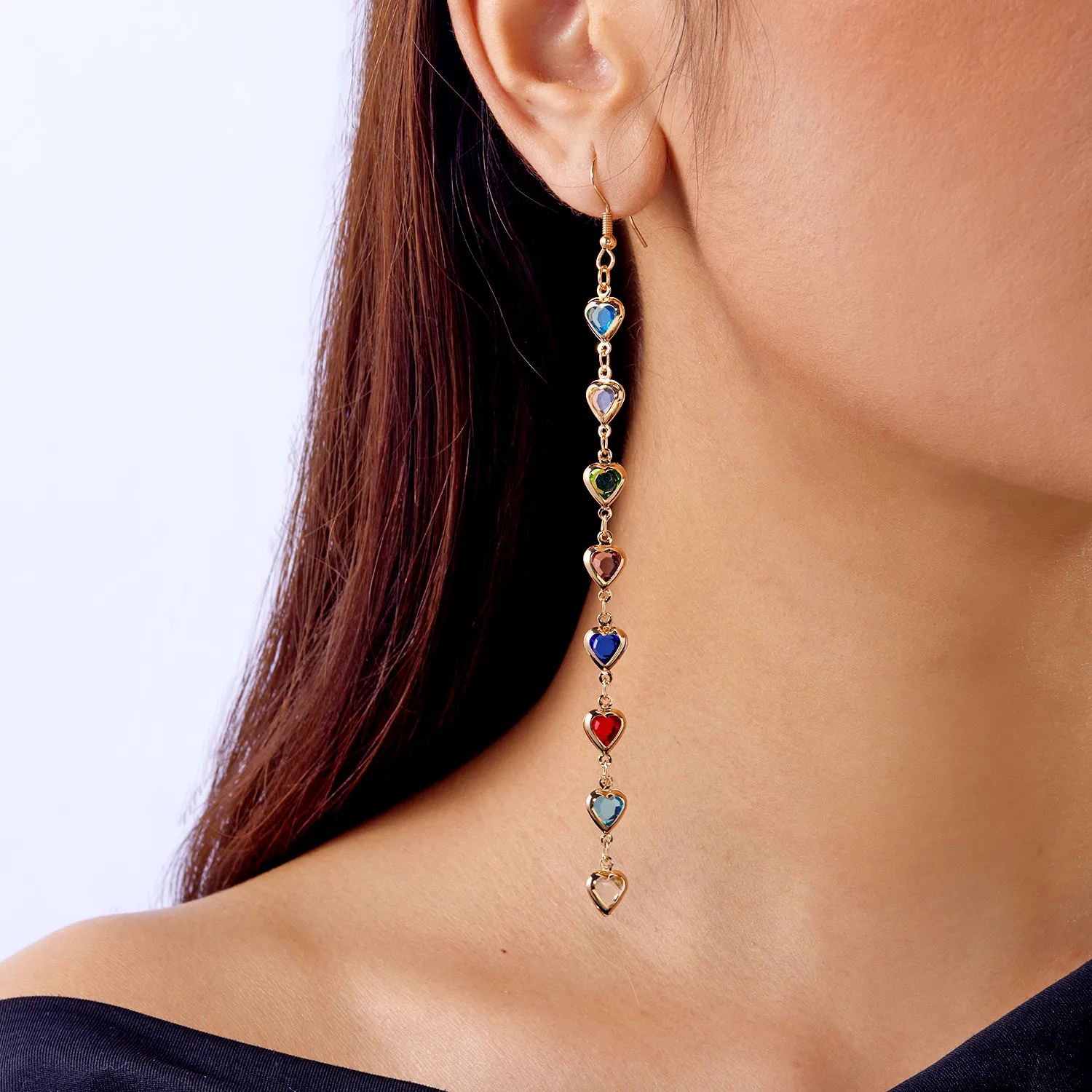 1 Pair Glam Luxurious Queen Heart Shape Artificial Crystal Copper Drop Earrings display picture 7