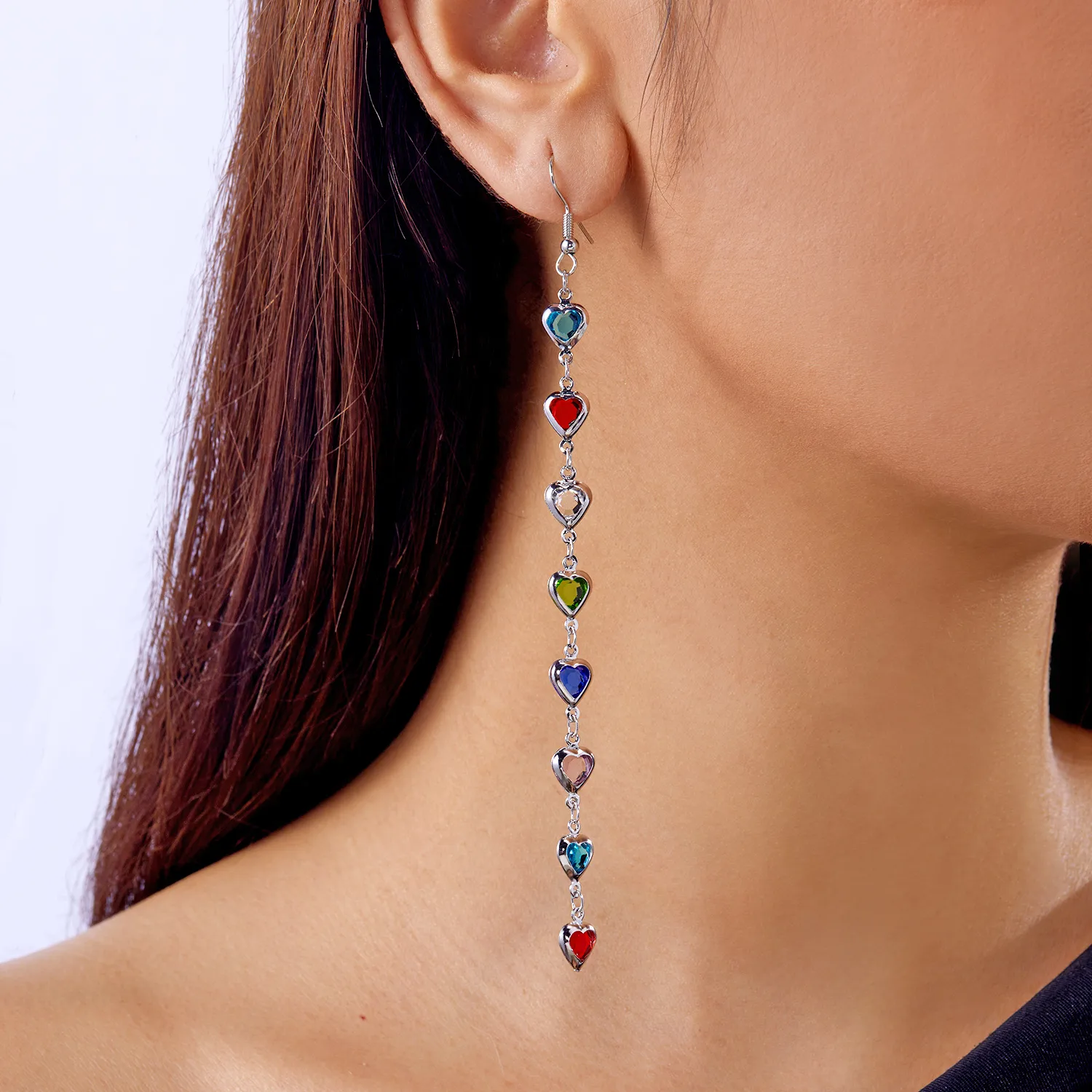 1 Pair Glam Luxurious Queen Heart Shape Artificial Crystal Copper Drop Earrings display picture 12