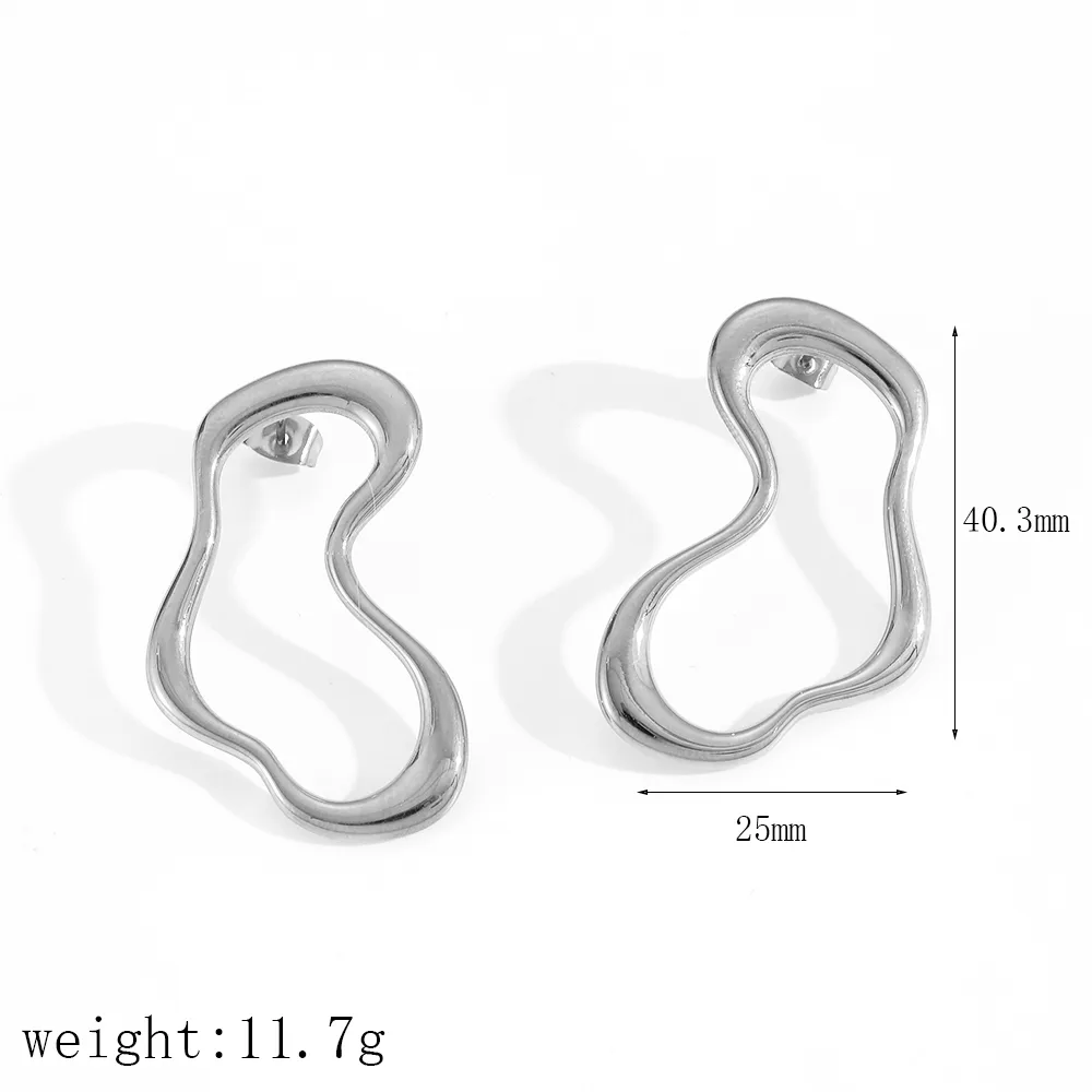 1 Pair IG Style Irregular Polishing Plating 304 Stainless Steel 18K Gold Plated Ear Studs display picture 4