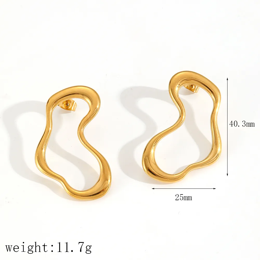 1 Pair IG Style Irregular Polishing Plating 304 Stainless Steel 18K Gold Plated Ear Studs display picture 5