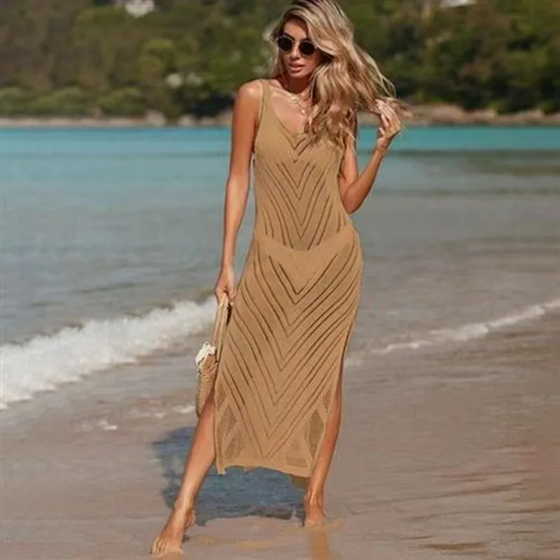Women's Irregular Skirt Casual Streetwear V Neck Sleeveless Solid Color Maxi Long Dress Casual Banquet Street display picture 13