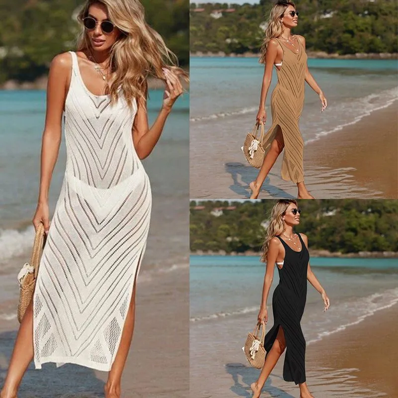 Women's Irregular Skirt Casual Streetwear V Neck Sleeveless Solid Color Maxi Long Dress Casual Banquet Street display picture 1
