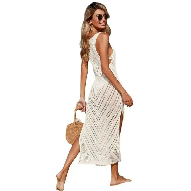 Women's Irregular Skirt Casual Streetwear V Neck Sleeveless Solid Color Maxi Long Dress Casual Banquet Street display picture 5