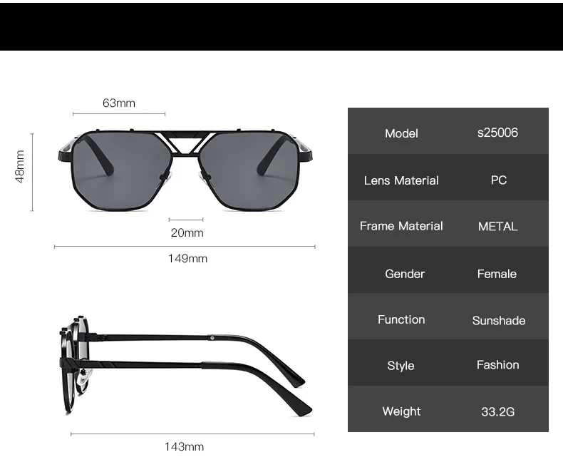 Personality Punk Street Geometric Ac Oval Frame Full Frame Glasses display picture 3