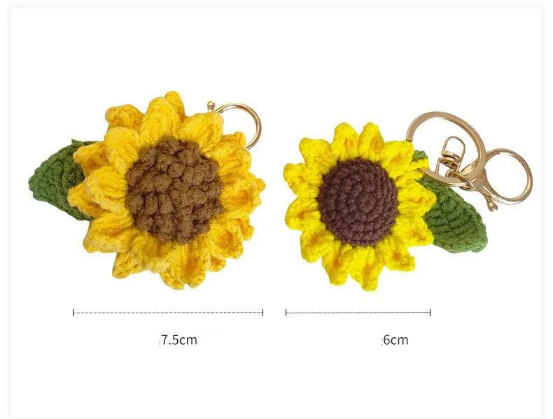 1 Piece Pastoral Sunflower Yarn Knitting Bag Pendant Keychain display picture 2