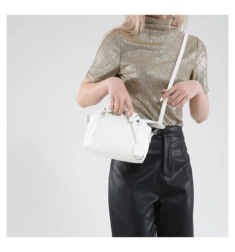 Women's Pu Leather Solid Color Streetwear Square Zipper Shoulder Bag display picture 7