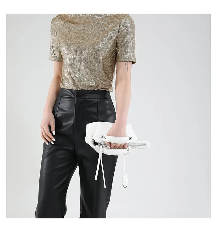 Women's Pu Leather Solid Color Streetwear Square Zipper Shoulder Bag display picture 4