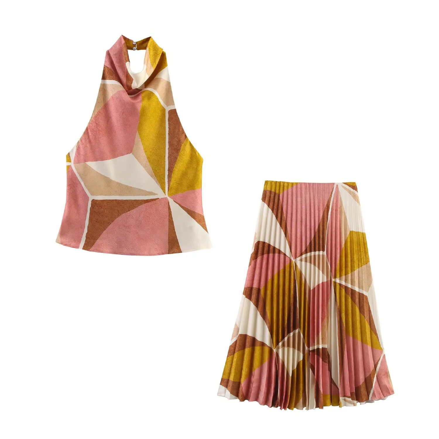 Weekend Beach Women's Vacation Streetwear Geometric Cotton Polyester Skirt Co-ord Set Shorts Sets display picture 1