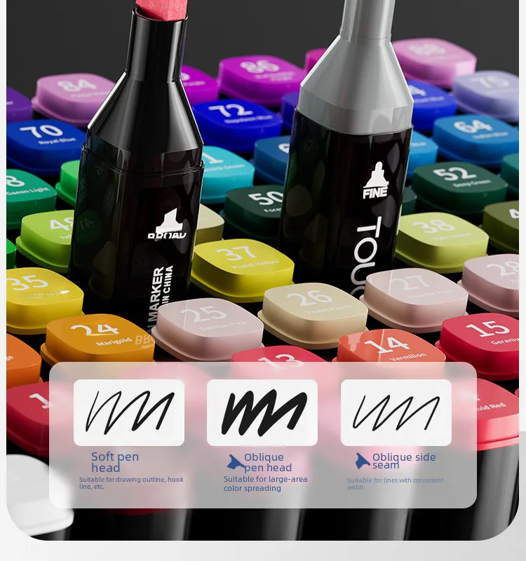 Factory Direct Supply Marker Pen Set Double Head Oily Watercolor Pen Children's Painting Pen 48 Color 168 Color Pen Wholesale display picture 2