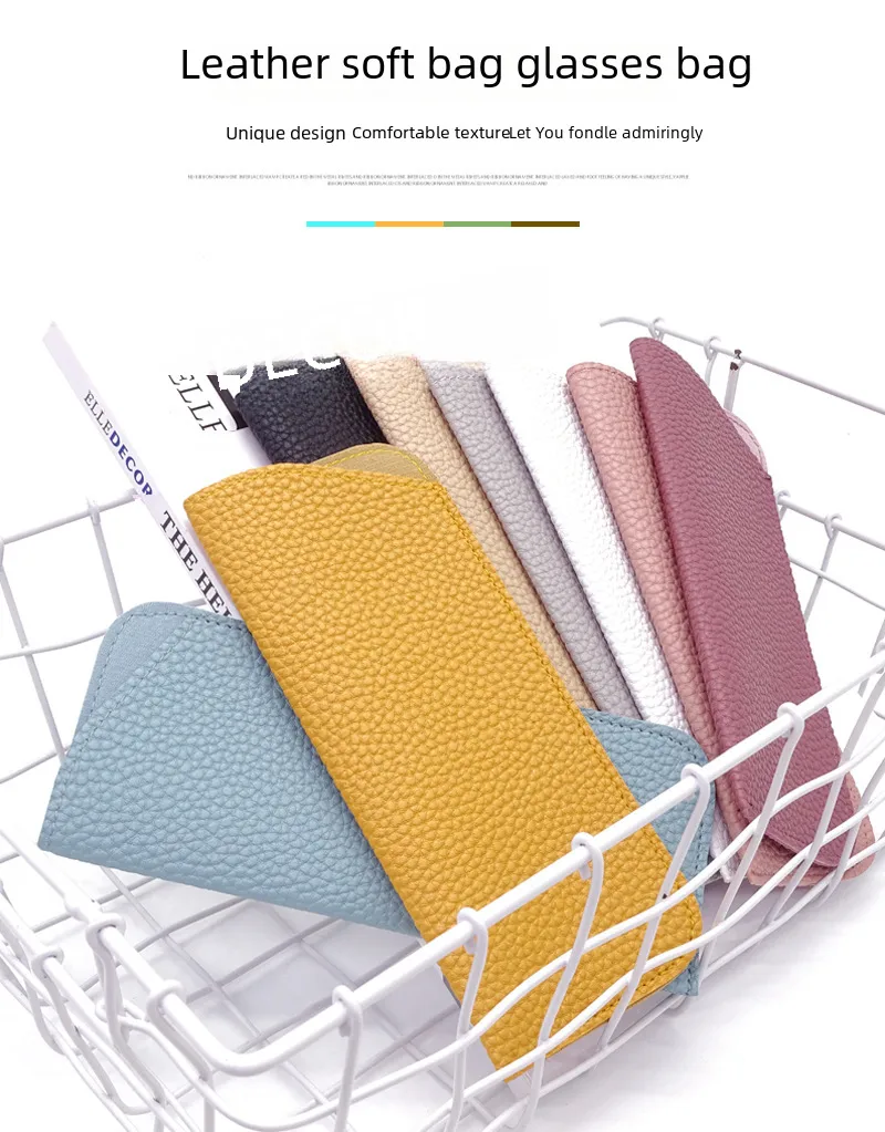 New Old Flower Glasses Bag Leather Knife Pocket Litchi Sunglasses Leather Case Thickened Glasses Leather Case display picture 1