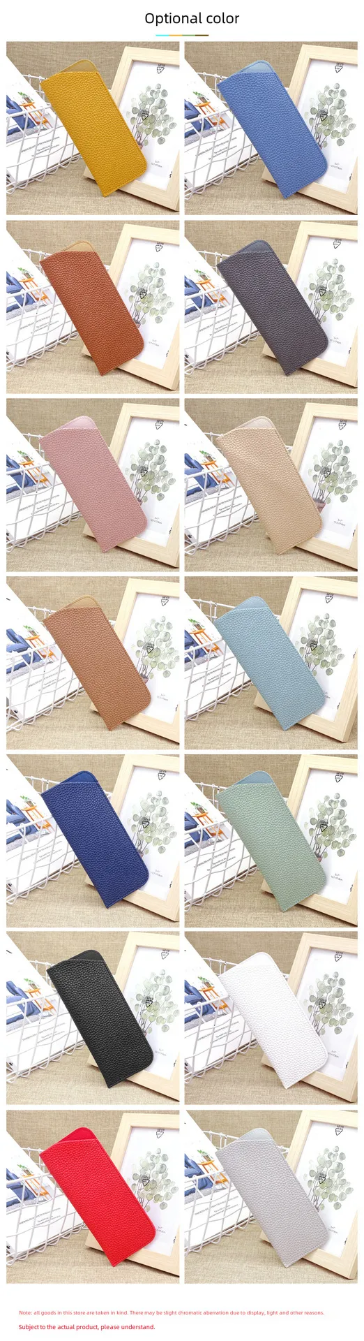New Old Flower Glasses Bag Leather Knife Pocket Litchi Sunglasses Leather Case Thickened Glasses Leather Case display picture 4