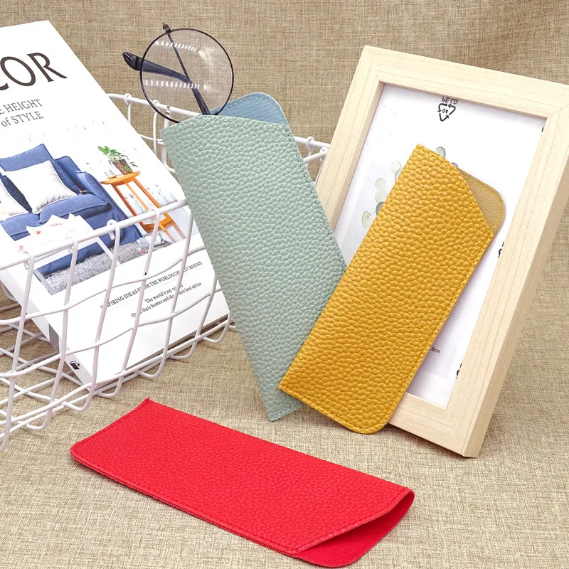 New Old Flower Glasses Bag Leather Knife Pocket Litchi Sunglasses Leather Case Thickened Glasses Leather Case display picture 7