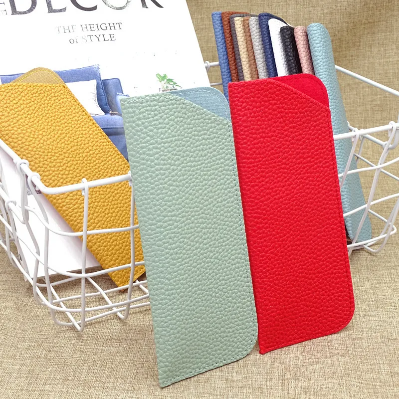 New Old Flower Glasses Bag Leather Knife Pocket Litchi Sunglasses Leather Case Thickened Glasses Leather Case display picture 8