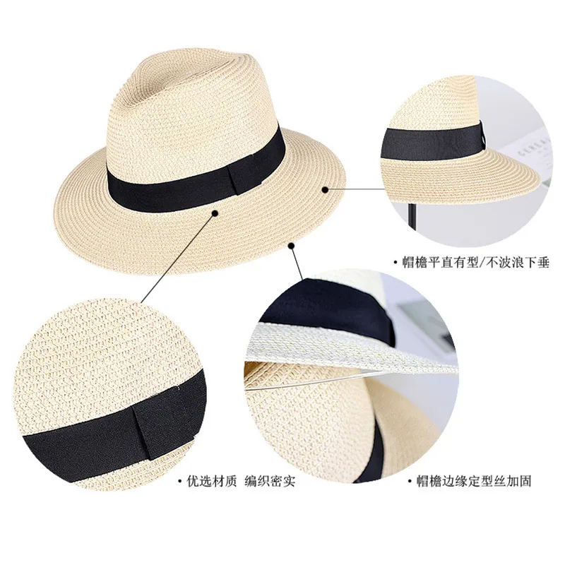 Panama Straw Hat Women's British Top Hat White Jazz Beach Hat Internet Popular Summer Seaside All-Match Sunshade Sunscreen display picture 4