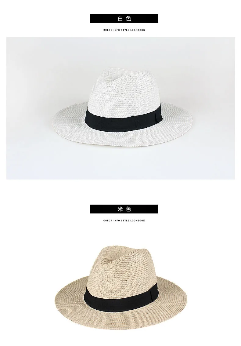 Panama Straw Hat Women's British Top Hat White Jazz Beach Hat Internet Popular Summer Seaside All-Match Sunshade Sunscreen display picture 6