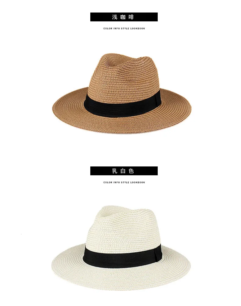 Panama Straw Hat Women's British Top Hat White Jazz Beach Hat Internet Popular Summer Seaside All-Match Sunshade Sunscreen display picture 7