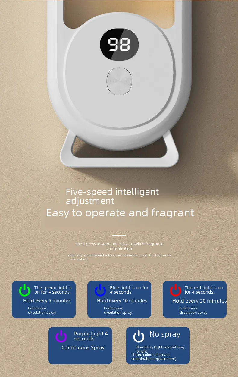 Digital Display Aroma Diffuser Machine Automatic Spray Incense With Atmosphere Lamp Household Hotel Toilet Deodorization And Fragrance Diffusing Machine Aroma Machine display picture 8
