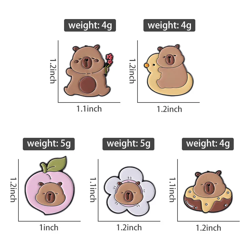 Cartoon Style Cute Capybara Alloy Stamping Stoving Varnish Plating Women's Brooches display picture 2