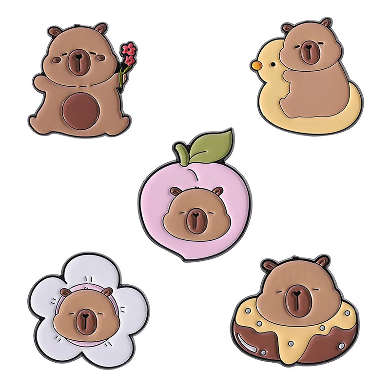 Cartoon Style Cute Capybara Alloy Stamping Stoving Varnish Plating Women's Brooches display picture 1