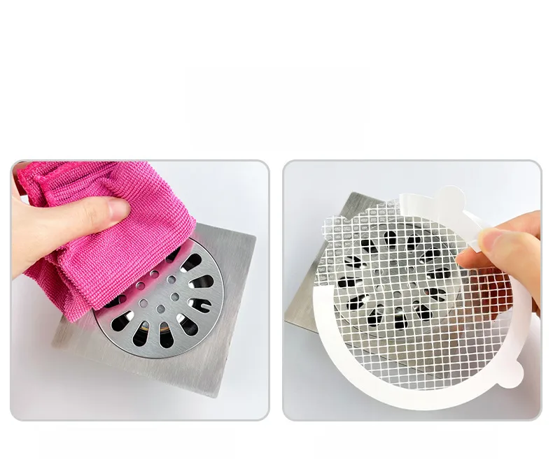 Bathroom Toilet Disposable Floor Drain Stickers Kitchen Sewer Insect-proof Self-adhesive Fiber Round Filter Gauze Stickers display picture 11