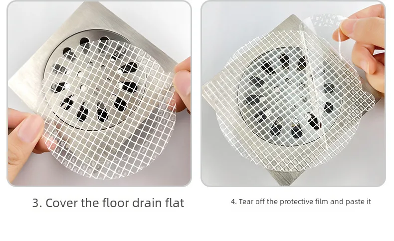 Bathroom Toilet Disposable Floor Drain Stickers Kitchen Sewer Insect-proof Self-adhesive Fiber Round Filter Gauze Stickers display picture 12