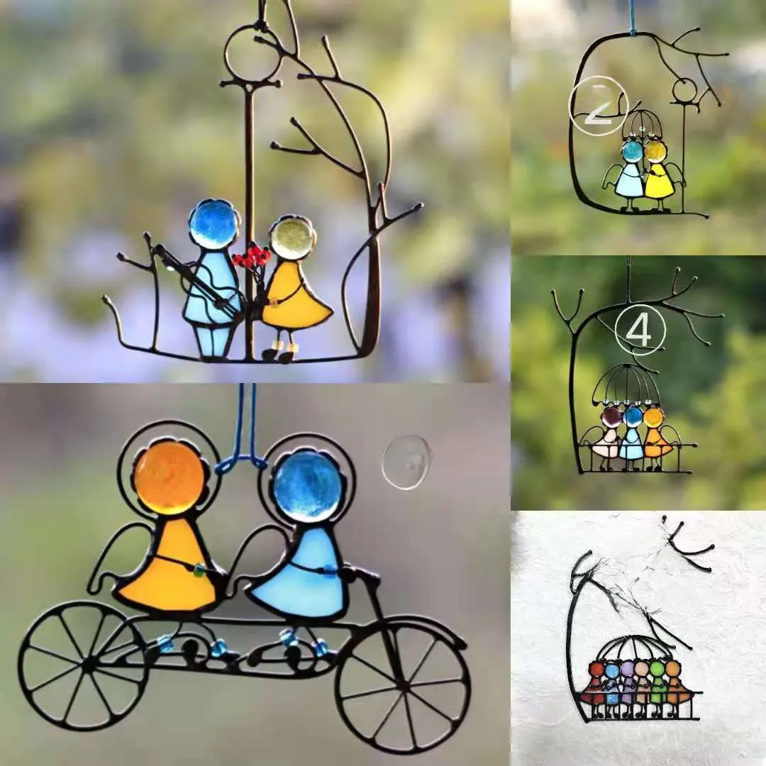 Source Factory  Valentine's Day New Suncatcher Color Art Window Pendant Couple Decorative Gift display picture 3
