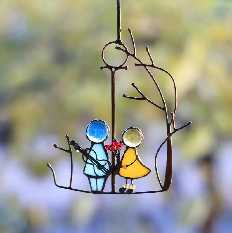 Source Factory  Valentine's Day New Suncatcher Color Art Window Pendant Couple Decorative Gift display picture 6