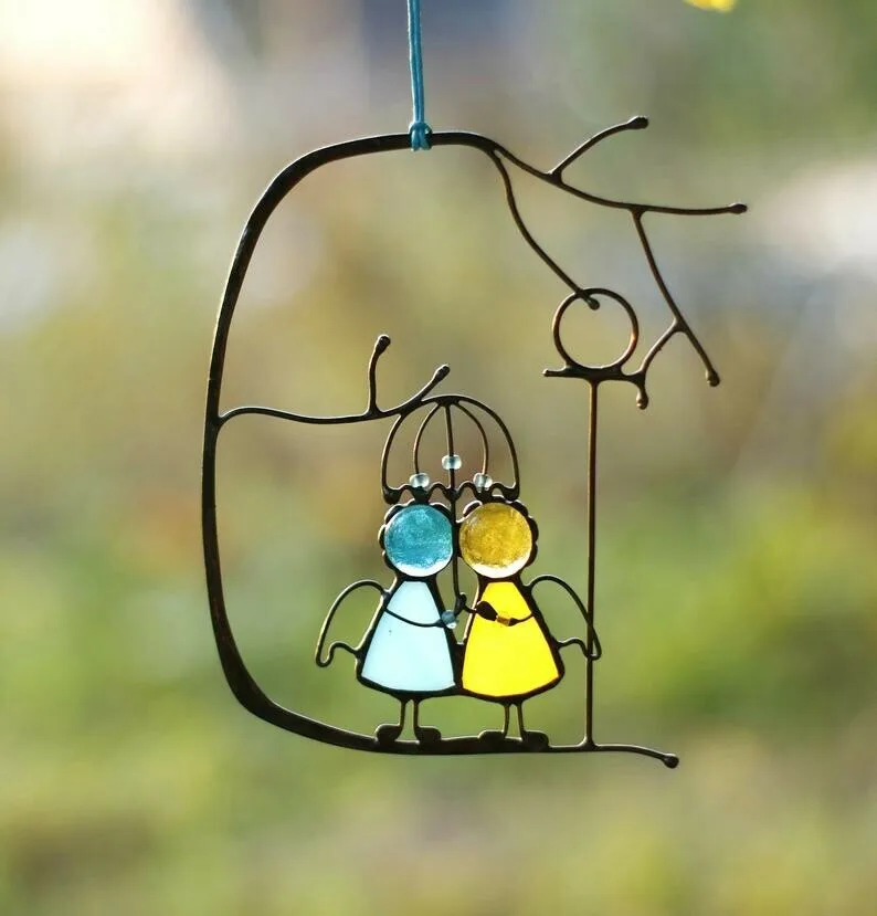 Source Factory  Valentine's Day New Suncatcher Color Art Window Pendant Couple Decorative Gift display picture 8