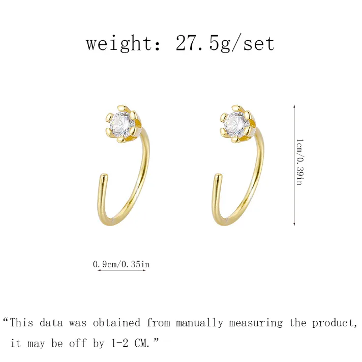 1 Pair Simple Style Solid Color Plating Inlay 304 Stainless Steel Zircon 14K Gold Plated Earrings display picture 2