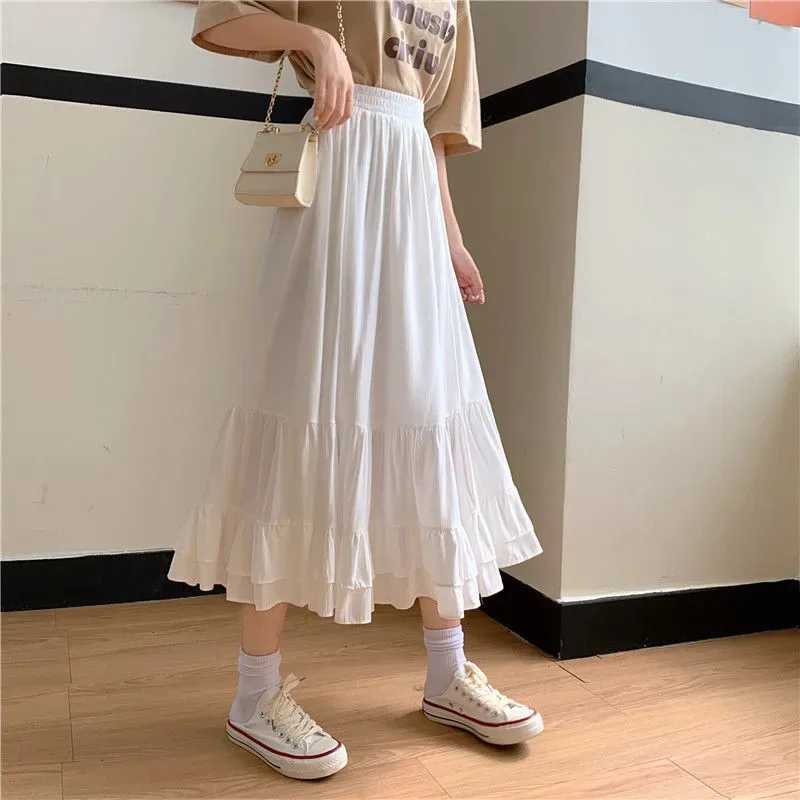 Women's Pleated Skirt Casual Elastic Waist Pleated Solid Color Midi Dress Outdoor Daily display picture 7