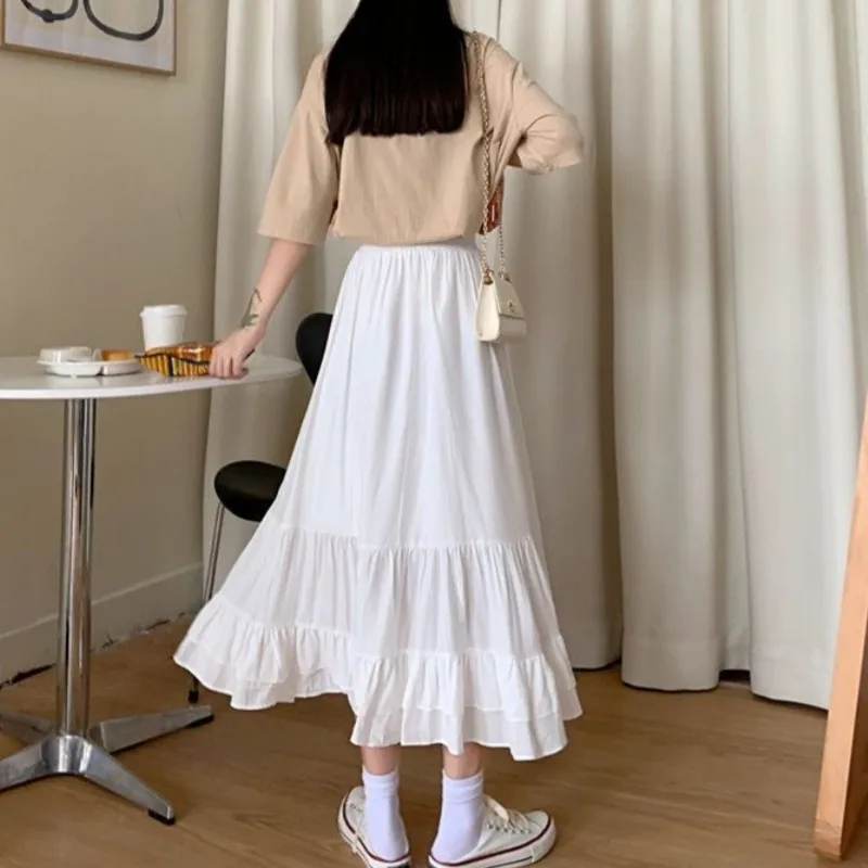 Women's Pleated Skirt Casual Elastic Waist Pleated Solid Color Midi Dress Outdoor Daily display picture 1