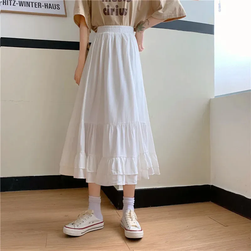Women's Pleated Skirt Casual Elastic Waist Pleated Solid Color Midi Dress Outdoor Daily display picture 5