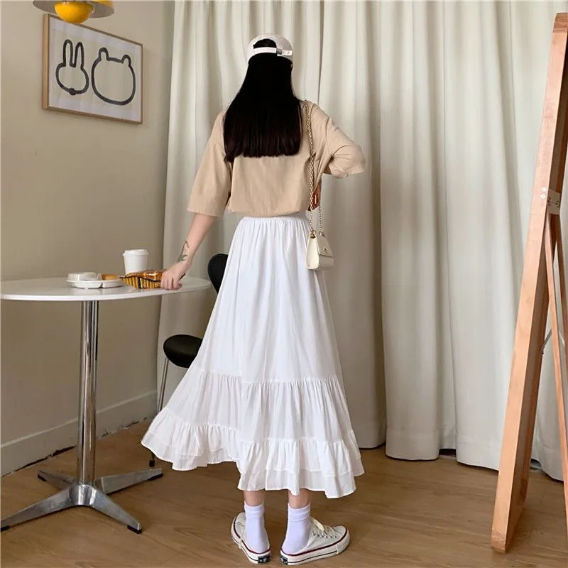 Women's Pleated Skirt Casual Elastic Waist Pleated Solid Color Midi Dress Outdoor Daily display picture 4