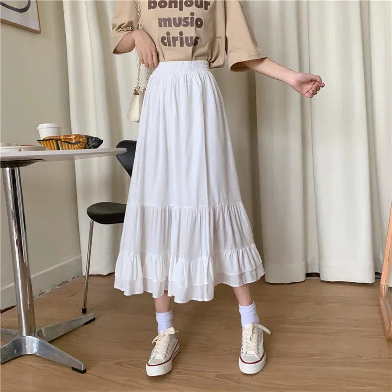 Women's Pleated Skirt Casual Elastic Waist Pleated Solid Color Midi Dress Outdoor Daily display picture 9