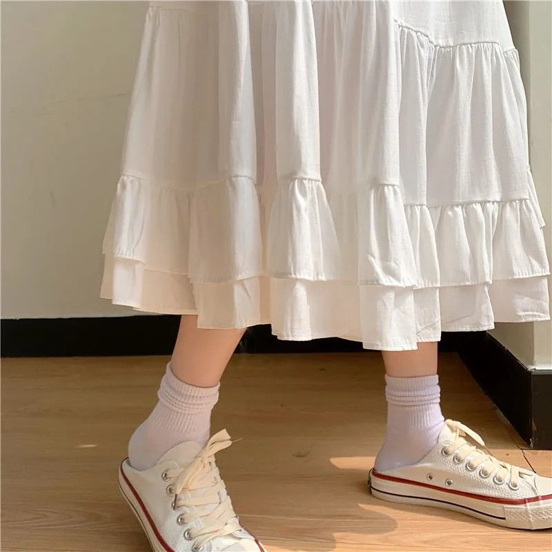Women's Pleated Skirt Casual Elastic Waist Pleated Solid Color Midi Dress Outdoor Daily display picture 10