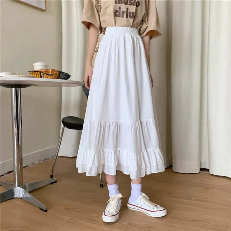 Women's Pleated Skirt Casual Elastic Waist Pleated Solid Color Midi Dress Outdoor Daily display picture 8