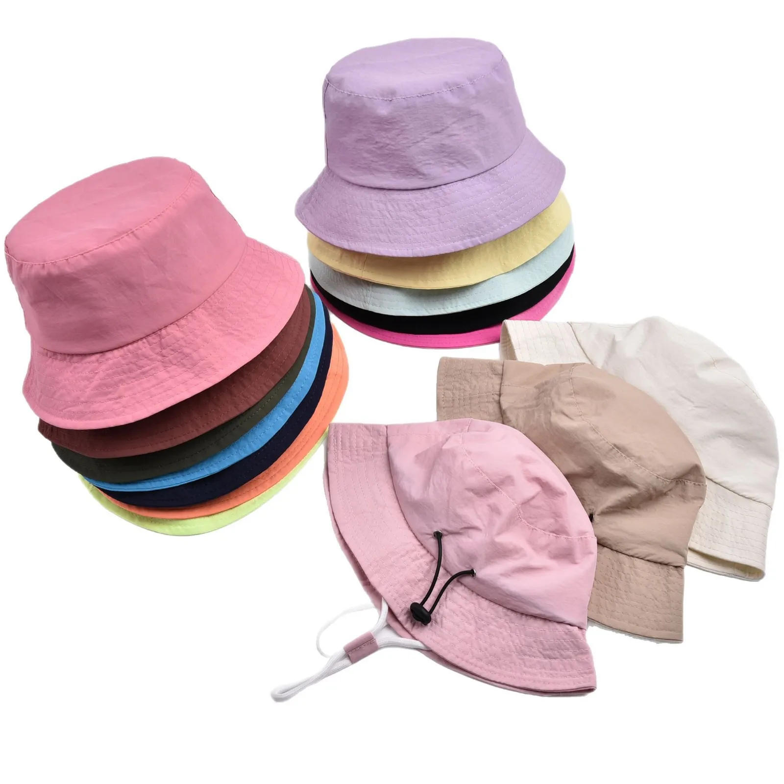Children Unisex Cute Pastoral Solid Color Drawstring Bucket Hat display picture 4
