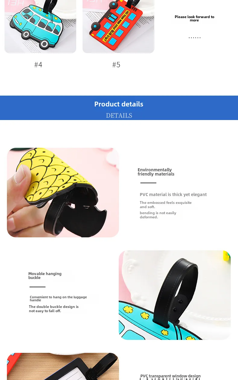 New Car Pvc Soft Rubber Luggage Tag Cartoon Luggage Tag Boarding Pass Card Set Luggage Pendant display picture 3