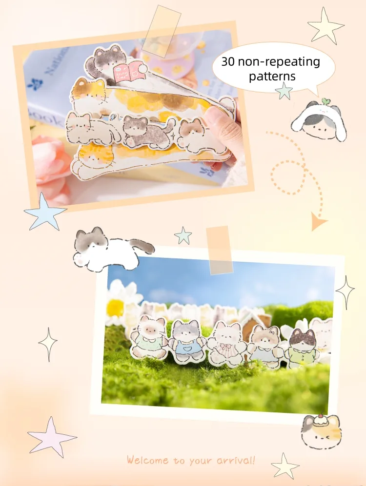 Animal Cartoon Cat Class Learning School Paper Cartoon Style Cute Preppy Style Bookmark display picture 2
