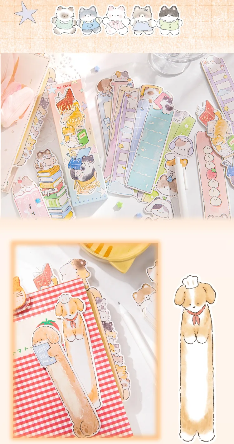 Animal Cartoon Cat Class Learning School Paper Cartoon Style Cute Preppy Style Bookmark display picture 4