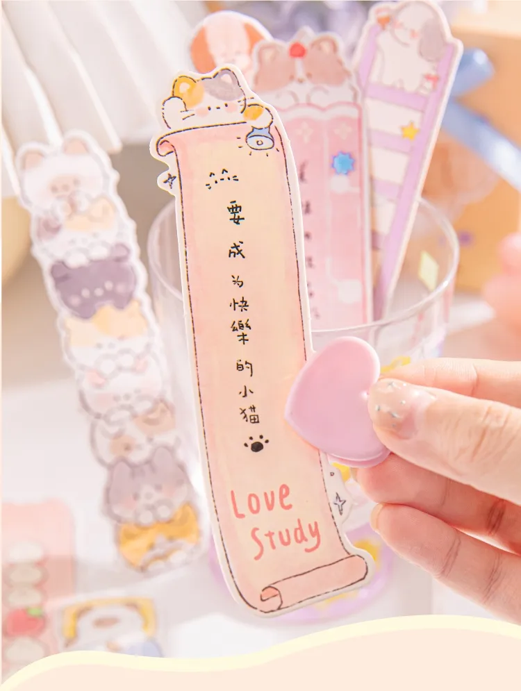 Animal Cartoon Cat Class Learning School Paper Cartoon Style Cute Preppy Style Bookmark display picture 6