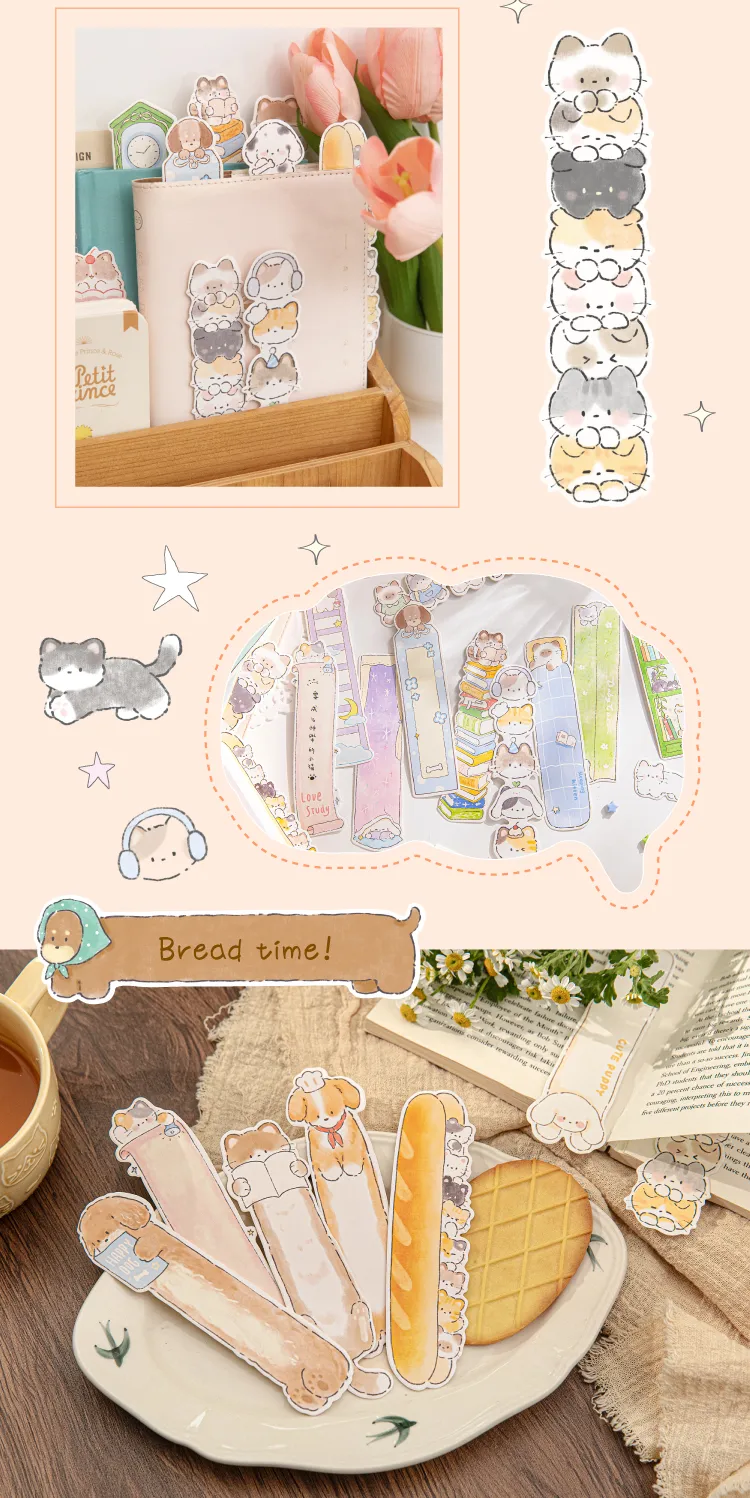 Animal Cartoon Cat Class Learning School Paper Cartoon Style Cute Preppy Style Bookmark display picture 7