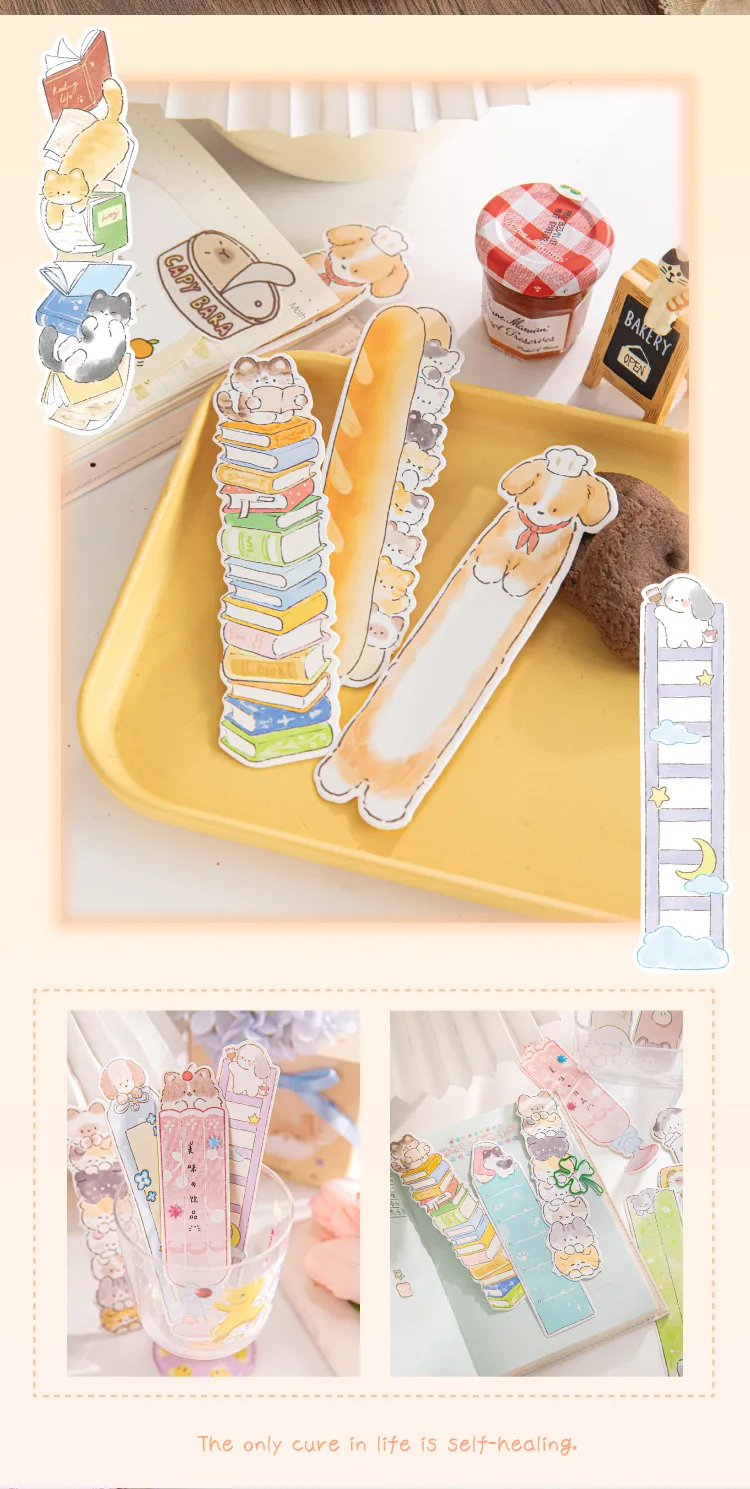 Animal Cartoon Cat Class Learning School Paper Cartoon Style Cute Preppy Style Bookmark display picture 8