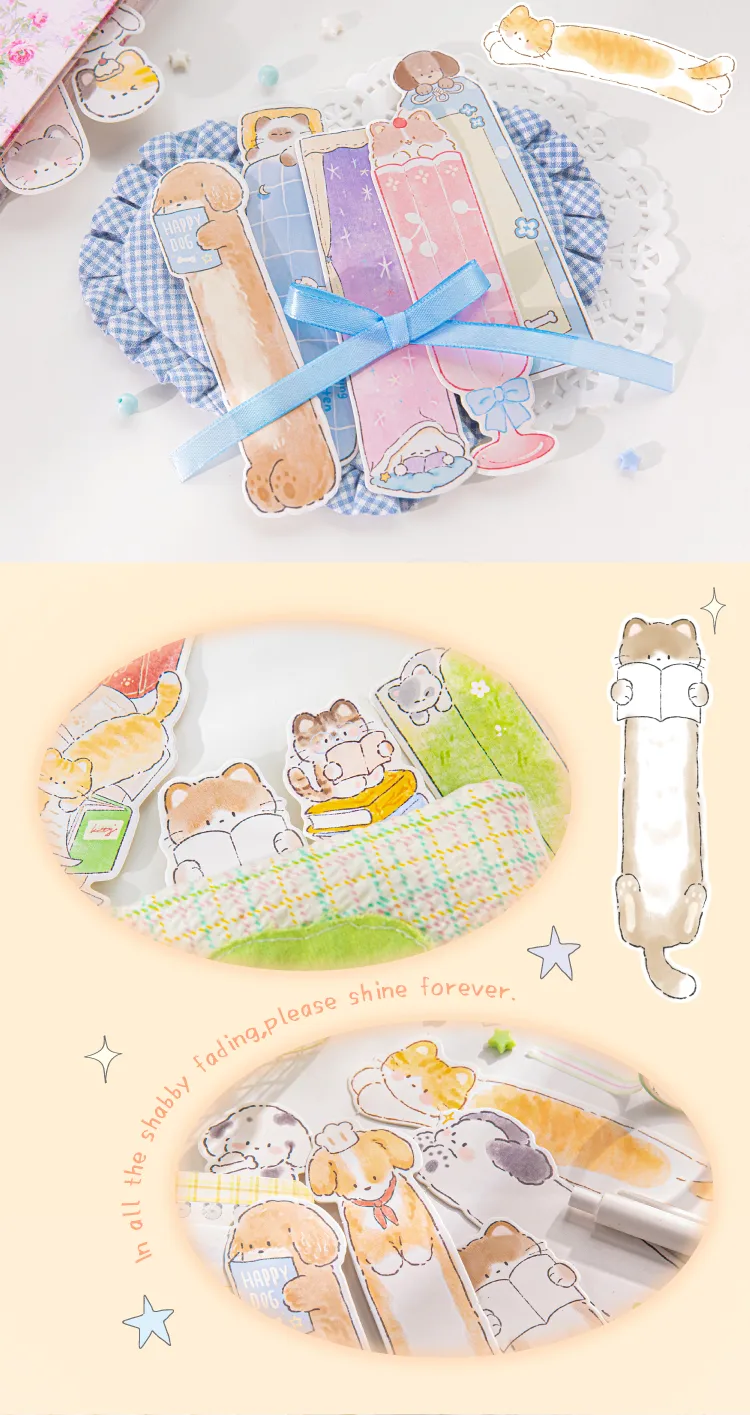 Animal Cartoon Cat Class Learning School Paper Cartoon Style Cute Preppy Style Bookmark display picture 9