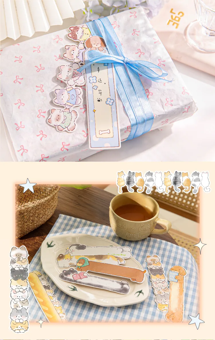Animal Cartoon Cat Class Learning School Paper Cartoon Style Cute Preppy Style Bookmark display picture 10