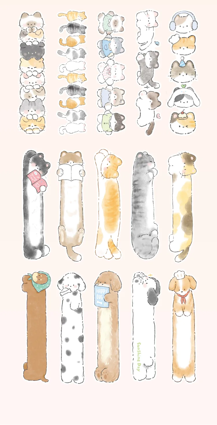Animal Cartoon Cat Class Learning School Paper Cartoon Style Cute Preppy Style Bookmark display picture 13