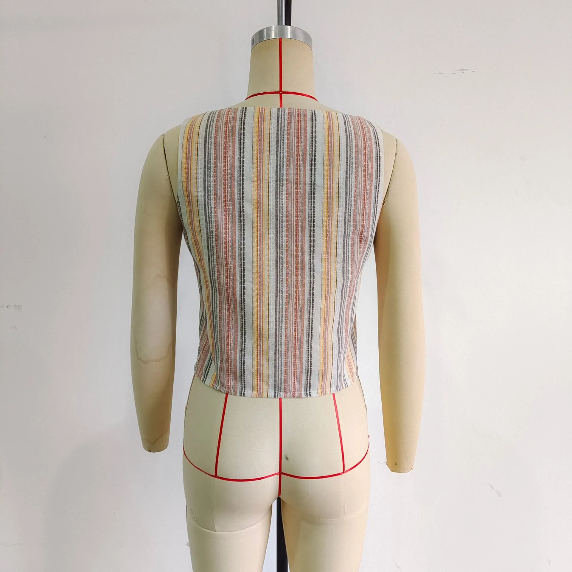 Women's Vest Vest/Vest Sleeveless Blazers Stripe Wind Streetwear Stripe display picture 6