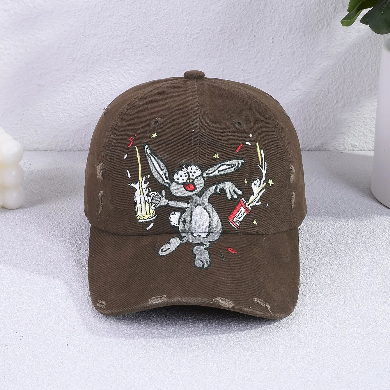 Women's Casual Retro Rabbit Embroidery Curved Eaves Baseball Cap display picture 4