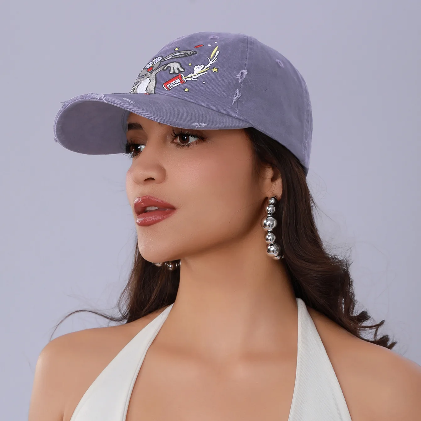 Women's Casual Retro Rabbit Embroidery Curved Eaves Baseball Cap display picture 2